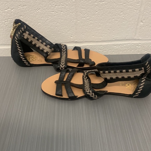 Vince Camuto Senilia Black and Tan Gladiator Braided Detail Sandal Women size 6 - Picture 9 of 15